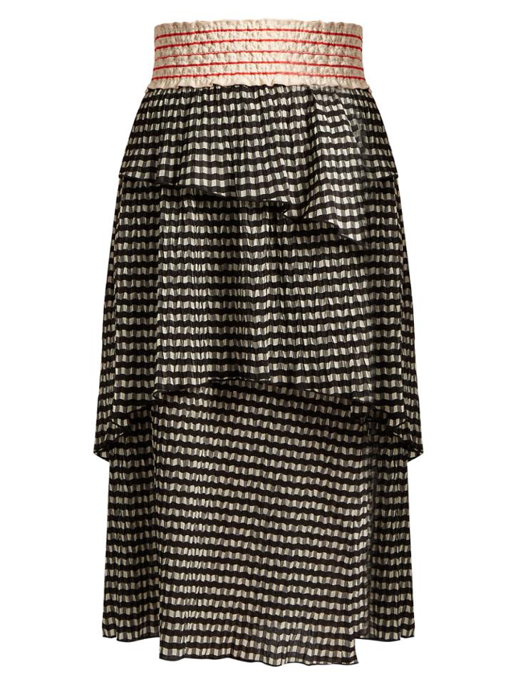 Rosie Assoulin Mountain Range Seersucker Gingham Midi Skirt