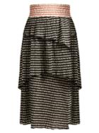 Rosie Assoulin Mountain Range Seersucker Gingham Midi Skirt