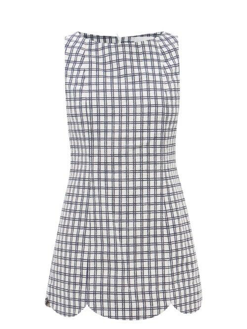 Lisa Marie Fernandez - Check-jacquard Scalloped Mini Dress - Womens - Navy White