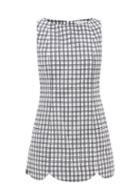 Lisa Marie Fernandez - Check-jacquard Scalloped Mini Dress - Womens - Navy White