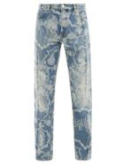 Matchesfashion.com Martine Rose - Portrait And Paisley-jacquard Straight-leg Jeans - Mens - Blue