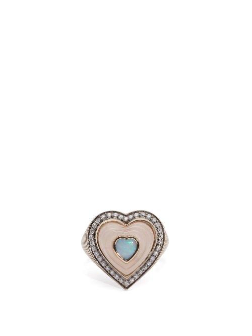 Matchesfashion.com Noor Fares - Anahata 18kt Gold, Quartz & Diamond Ring - Womens - Pink