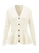 Alexander Mcqueen - Peplum-hem Ribbed Wool-blend Cardigan - Womens - Ivory