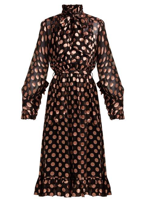 Matchesfashion.com Zimmermann - Polka Dot Crepe Chiffon Dress - Womens - Black Pink