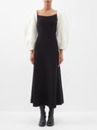 Gabriela Hearst - Bromley Off-the-shoulder Wool-blend Midi Dress - Womens - Black