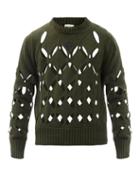 Matchesfashion.com Stefan Cooke - Slashed Cutout Cotton Sweater - Mens - Green