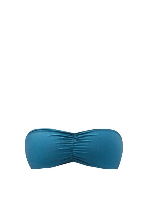 Matchesfashion.com Jade Swim - Ava Gathered Bandeau Bikini Top - Womens - Dark Green