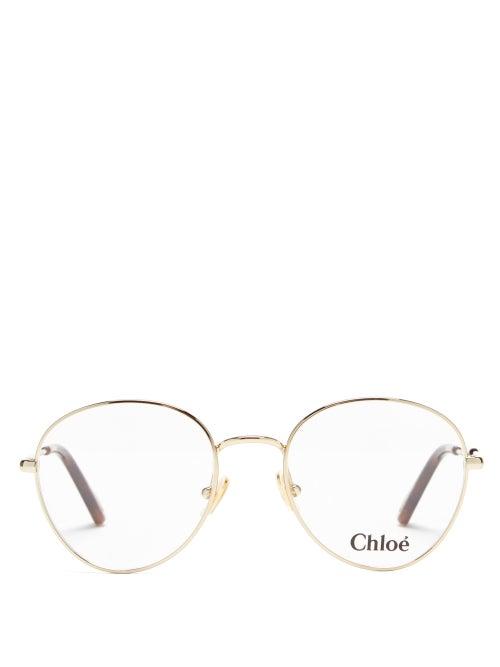 Chlo - Round Metal Glasses - Womens - Gold