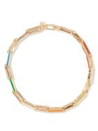 Lauren Rubinski - Enamel & 14kt Gold Link-chain Necklace - Womens - Yellow Multi
