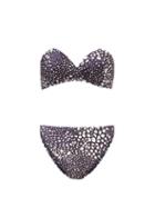 Matchesfashion.com Adriana Degreas - Serpent-print Bandeau Bikini - Womens - Navy Print