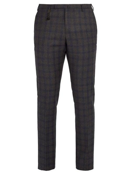 Matchesfashion.com Incotex - Slim Leg Checked Wool Trousers - Mens - Grey