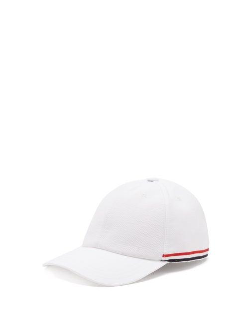 Matchesfashion.com Thom Browne - Tricolour-stripe Cotton-piqu Cap - Mens - White