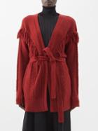 Altuzarra - Trailblazer Fringed Cable-knit Cardigan - Womens - Burgundy