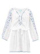 Matchesfashion.com Melissa Odabash - Ellie Lace-up Embroidered-voile Dress - Womens - White Multi