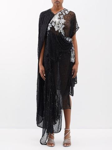 Balenciaga - Sequinned Silk Maxi Dress - Womens - Black