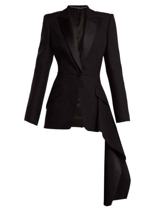 Matchesfashion.com Alexander Mcqueen - Draped Wool Silk Jacket - Womens - Black