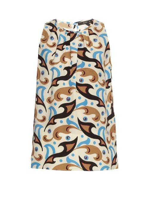 Etro Abstract Paisley-print Sleeveless Silk-crepe Top