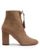 Aquazzura Jourdan Lace-up Suede Ankle Boots