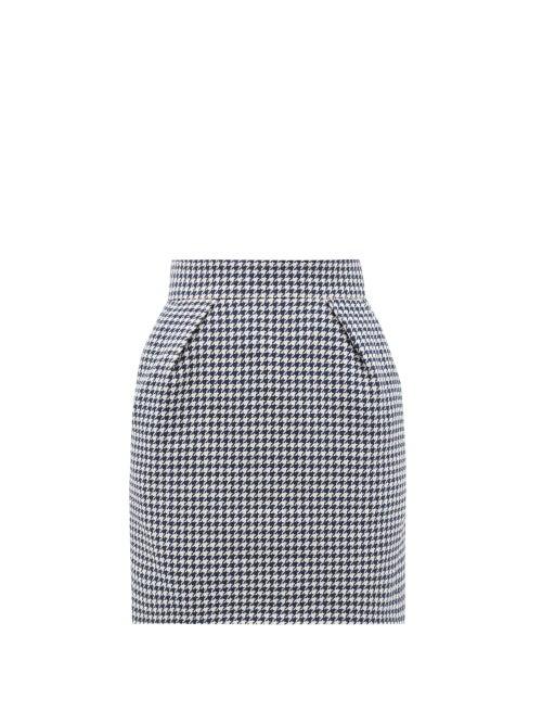 Matchesfashion.com Alexandre Vauthier - Houndstooth Cotton-blend Mini Skirt - Womens - Navy White