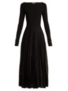 Matchesfashion.com Alexander Mcqueen - Stretch Knit Pleated Midi Dress - Womens - Black