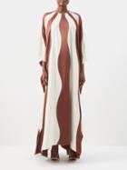 Taller Marmo - Copacabana Striped Satin And Crepe Kaftan Dress - Womens - Ivory