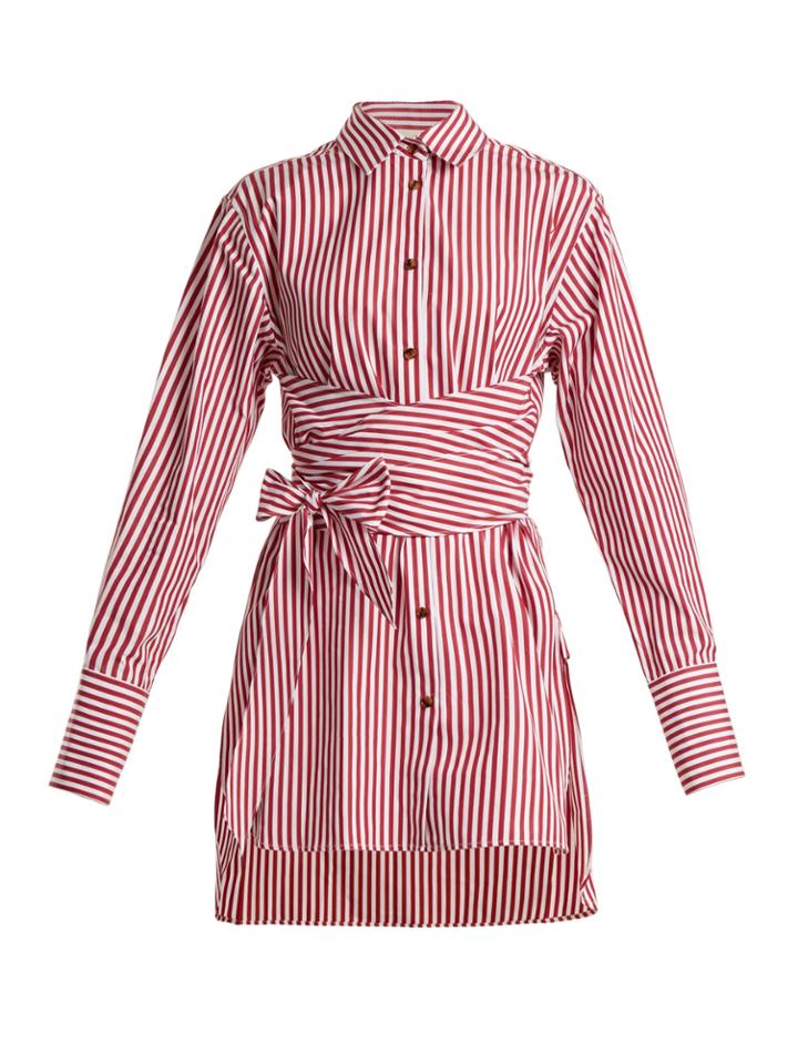 Khaite Bianca Striped Tie-waist Cotton Shirt