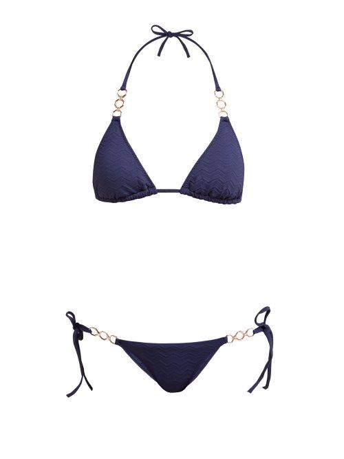 Matchesfashion.com Melissa Odabash - Anguilla Zig Zag Triangle Bikini - Womens - Navy