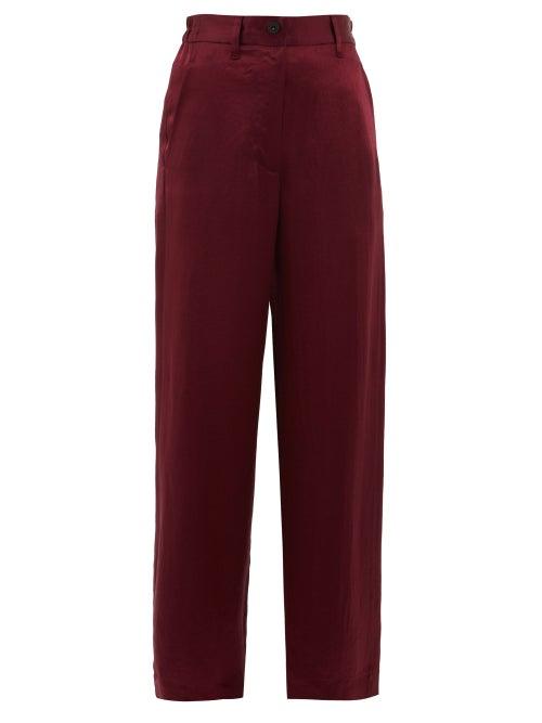 Matchesfashion.com Ann Demeulemeester - Magya Satin Trousers - Womens - Burgundy