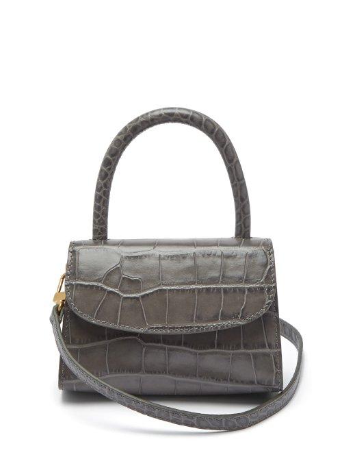 Matchesfashion.com By Far - Mini Crocodile Effect Leather Cross Body Bag - Womens - Grey
