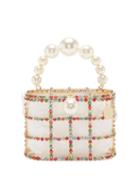 Rosantica - Holli Crystal-embellished Cage Clutch - Womens - White Multi