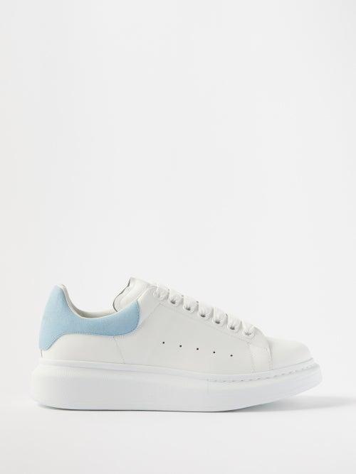 Alexander Mcqueen - Oversized Raised-sole Leather Trainers - Womens - Blue White