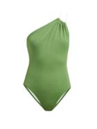 Matchesfashion.com Solid & Striped - Asymmetric One Shoulder Swimsuit - Womens - Green