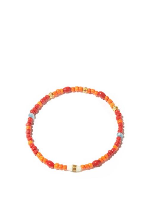 Musa By Bobbie - Diamond, Ruby & 14kt Gold Beaded Ankle Bracelet - Womens - Ruby