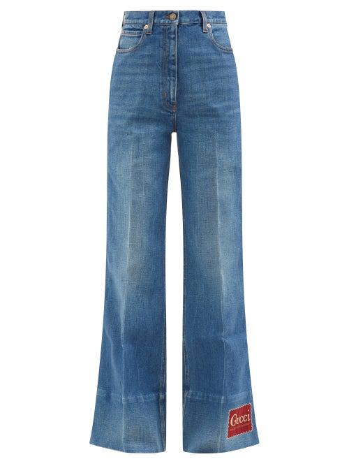 Gucci - Logo-patch High-rise Flared Jeans - Womens - Denim