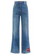 Gucci - Logo-patch High-rise Flared Jeans - Womens - Denim