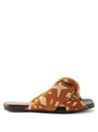 Brother Vellies - Togo Batik-dyed Knotted Cotton-canvas Slides - Womens - Orange
