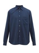 Matchesfashion.com The Gigi - Garment Dyed Cotton Blend Twill Shirt - Mens - Navy