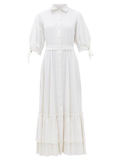 Matchesfashion.com Luisa Beccaria - Linen-blend Shirt Dress - Womens - White