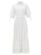 Matchesfashion.com Luisa Beccaria - Linen-blend Shirt Dress - Womens - White
