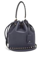 Matchesfashion.com Valentino - Rockstud Bucket Grained Leather Cross Body Bag - Womens - Navy