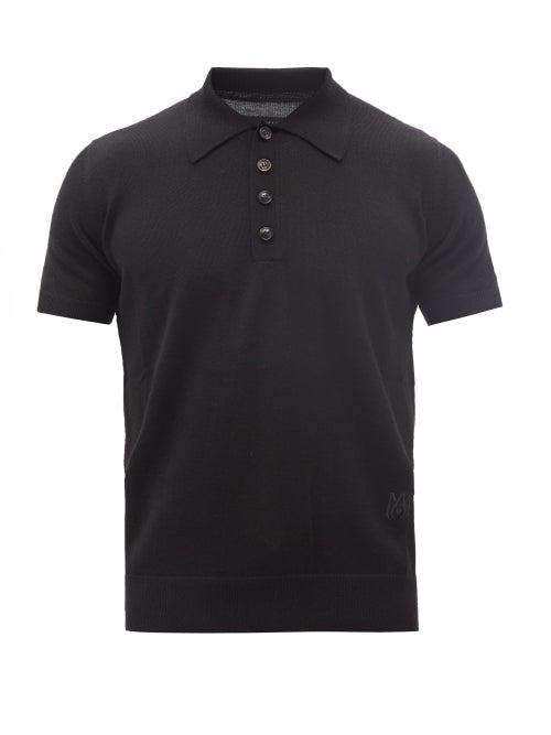 Amiri - Logo-embroidered Cashmere-blend Polo Shirt - Mens - Black