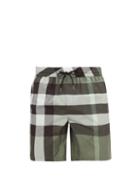 Matchesfashion.com Burberry - Exploded Check Swim Shorts - Mens - Green