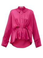 Matchesfashion.com Palmer//harding - Rise Belted Satin Shirt - Womens - Pink