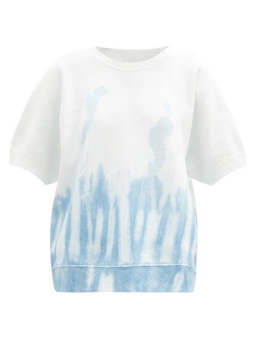 Matchesfashion.com Nili Lotan - Ciara Tie-dye Fleeceback-cotton T-shirt - Womens - Light Blue