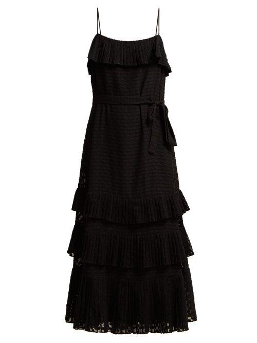 Matchesfashion.com Zimmermann - Pleated Polka Dot Fil Coup Dress - Womens - Black