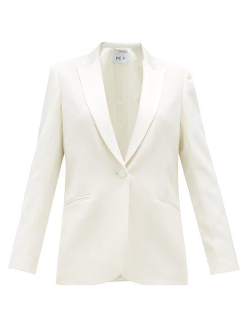 Matchesfashion.com Pallas Paris - Facette Satin-trim Wool-twill Tuxedo Jacket - Womens - White