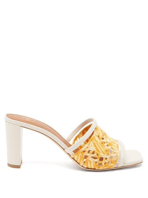 Malone Souliers - Embroidered Leather Mules - Womens - Orange