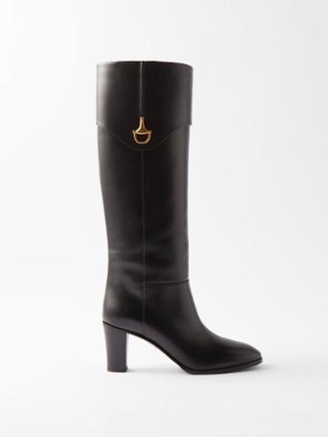 Gucci - Horsebit 75 Leather Knee-high Boots - Womens - Black