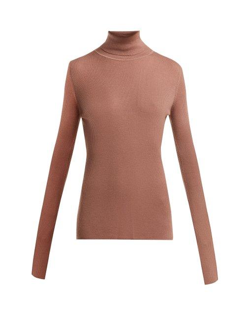 Matchesfashion.com Raey - Roll Neck Fine Rib Cashmere Sweater - Womens - Pink