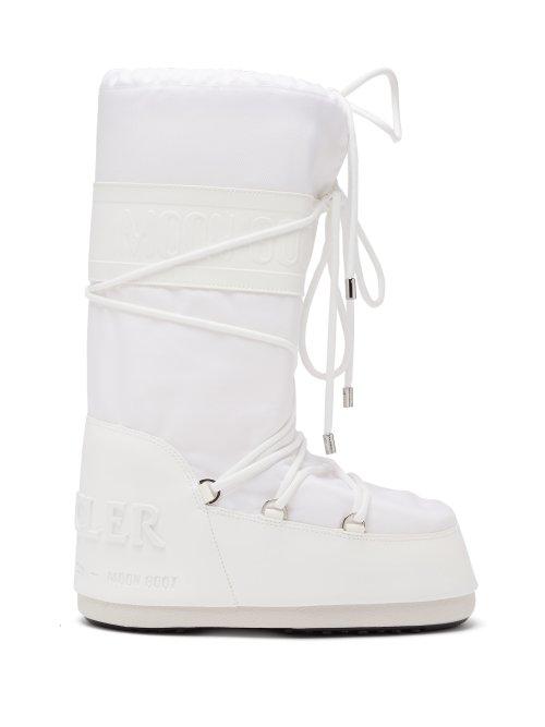 Matchesfashion.com Moncler - X Moon Boot&reg; Leather Aprs Ski Boots - Womens - White